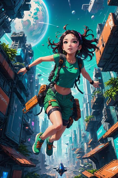 03570-3017875619-cute girl falling uncontrollably from sky towards ground , in a futuristic cargo sky city, large cargo space ships in the sky, v.png