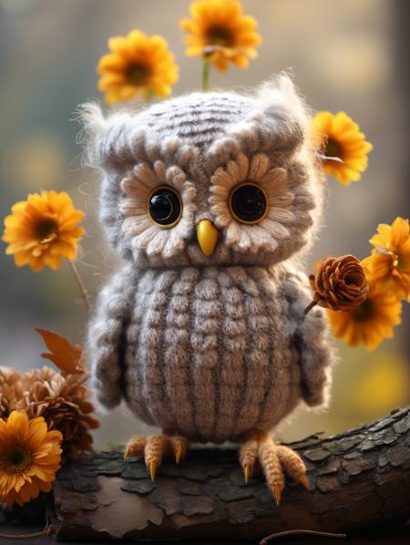 04993-1954010854-BJ_Sewing_doll,solo,looking_at_viewer,holding,standing,full_body,flower,blurry,no_humans,blurry_background,bird,animal,realistic.png